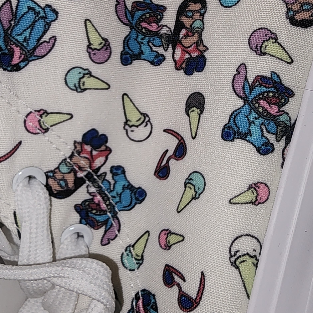 Disney Lilo & Stitch White Ice Cream Hi-Top Sneakers, NEW, Size Women's 11 - Picture 6 of 6